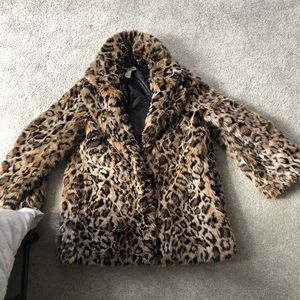 cheetah print fake fur coat in perfect condition